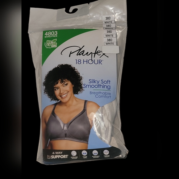 White 38D Playtex 18hour Silky Soft Smoothing Bra. Tru 4way Support. Breathable - Picture 1 of 6